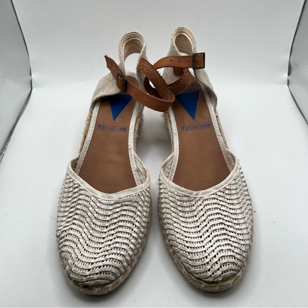 Verbenas MALENA WOVEN white wedge size 40 US 9-9.5 EUC vacation sandals - Picture 3 of 10